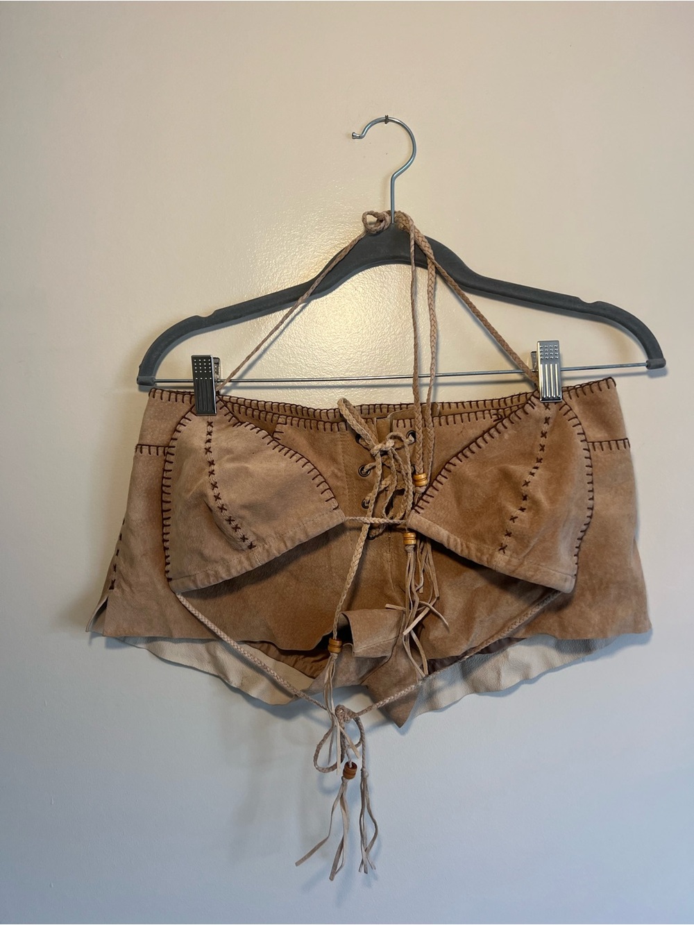 Vintage guess suede micro shorts and bralette set